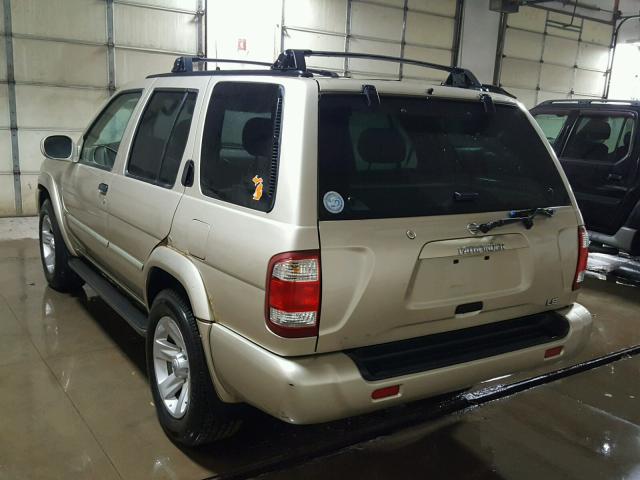 JN8DR09Y42W711799 - 2002 NISSAN PATHFINDER GOLD photo 3