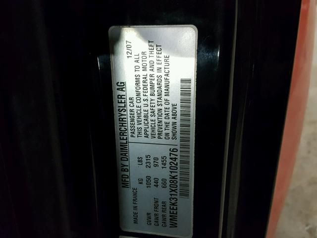 WMEEK31X08K102476 - 2008 SMART FORTWO PAS 橙色 照片 10