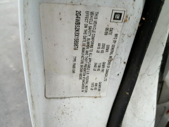 2G4WB52K8X1589874 - 1999 BUICK REGAL LS WHITE photo 10