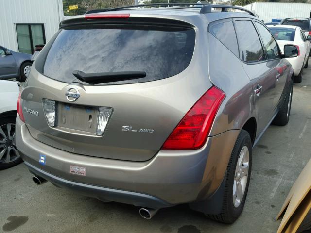 JN8AZ08W14W337383 - 2004 NISSAN MURANO SL GRAY photo 4