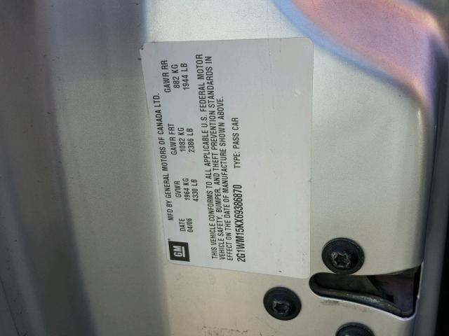 2G1WM15KX69386870 - 2006 CHEVROLET MONTE CARL 银色 照片 10