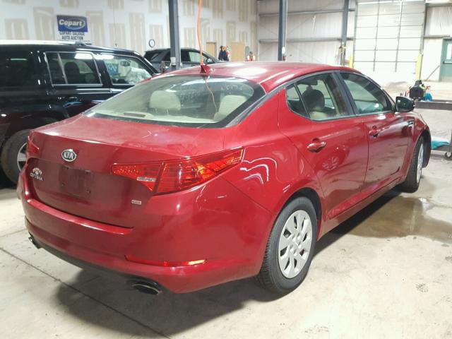 KNAGM4A77B5080311 - 2011 KIA OPTIMA LX RED photo 4