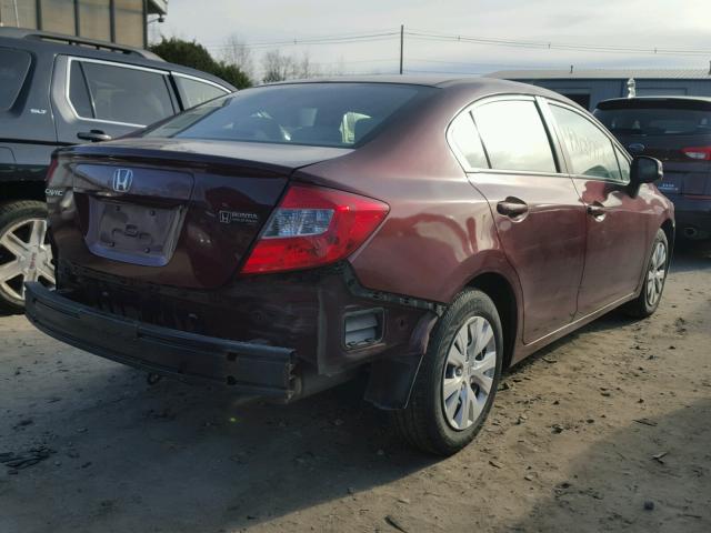 2HGFB2F52CH605772 - 2012 HONDA CIVIC LX MAROON photo 4