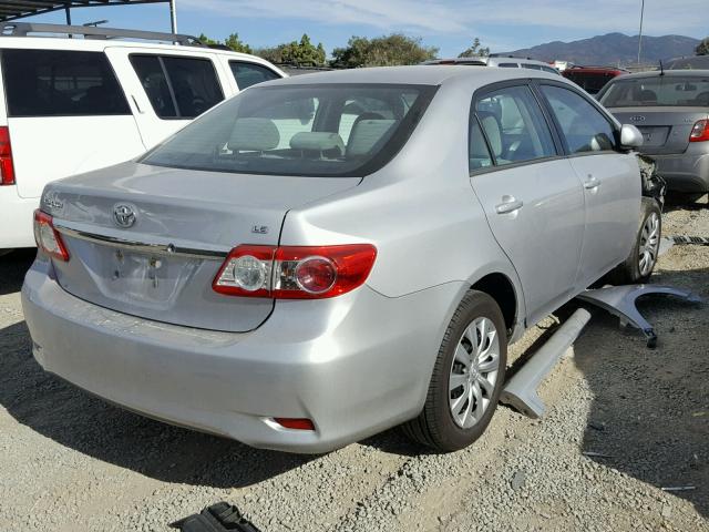 2T1BU4EE3CC830250 - 2012 TOYOTA COROLLA BA SILVER photo 4