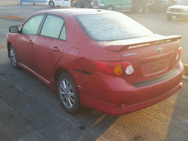 1NXBU40E19Z044610 - 2009 TOYOTA COROLLA BA RED photo 3