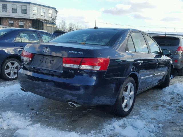 5NPEU46F88H312983 - 2008 HYUNDAI SONATA SE BLUE photo 4