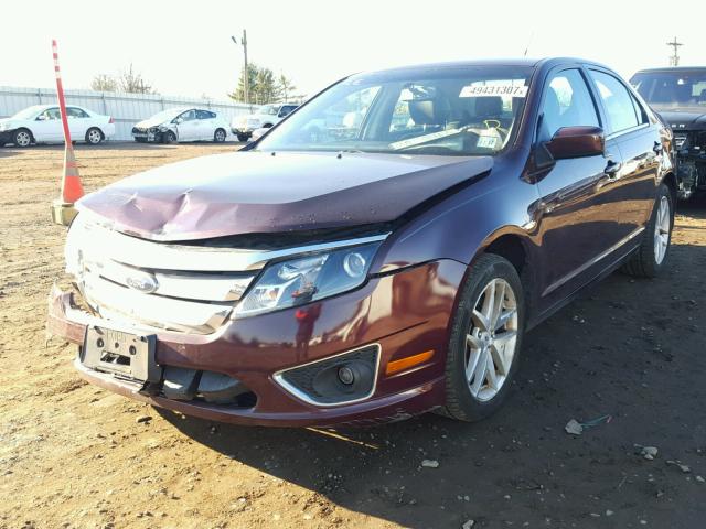 3FAHP0JG9CR340350 - 2012 FORD FUSION SEL MAROON photo 2