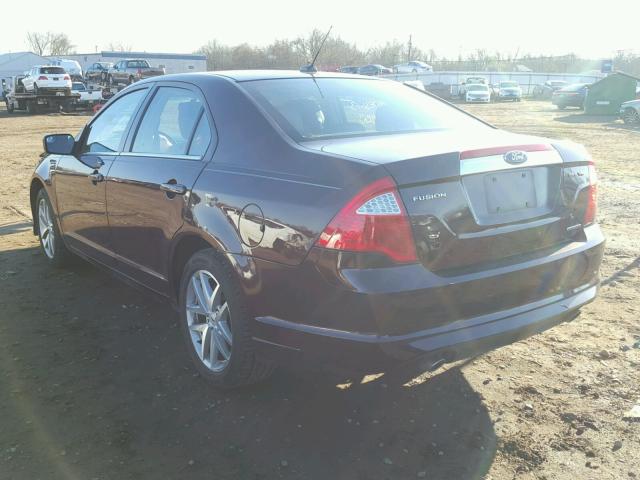 3FAHP0JG9CR340350 - 2012 FORD FUSION SEL MAROON photo 3