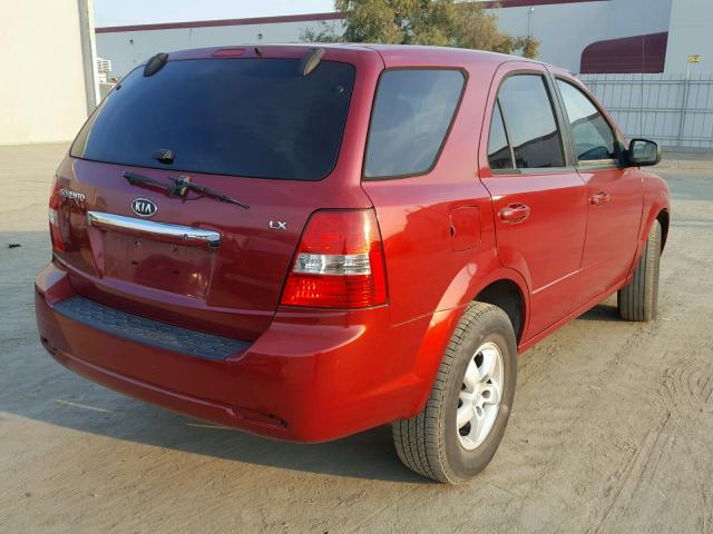 KNDJD735285798492 - 2008 KIA SORENTO EX RED photo 4