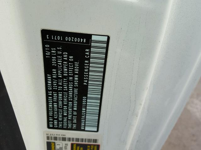 WVWAB7AJ2BW110000 - 2011 VOLKSWAGEN GOLF 白色 照片 10