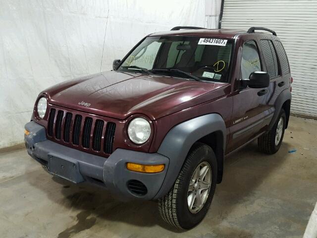 1J4GL48K12W203458 - 2002 JEEP LIBERTY SP MAROON photo 2