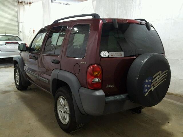 1J4GL48K12W203458 - 2002 JEEP LIBERTY SP MAROON photo 3
