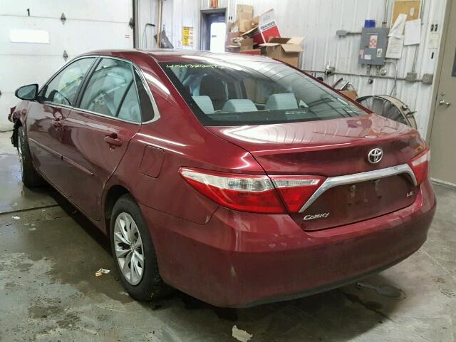 4T1BF1FK0GU511163 - 2016 TOYOTA CAMRY LE RED photo 3
