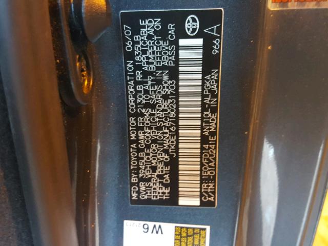 JTKDE167180231703 - 2008 TOYOTA SCION TC 黑色 照片 10