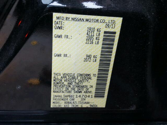 1N4AL3AP6EC147041 - 2014 NISSAN ALTIMA 2.5 BLACK photo 10