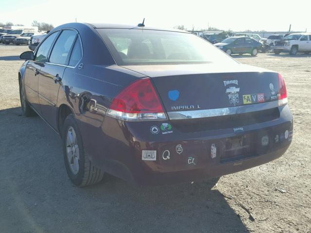 2G1WT58K979404248 - 2007 CHEVROLET IMPALA LT MAROON photo 3