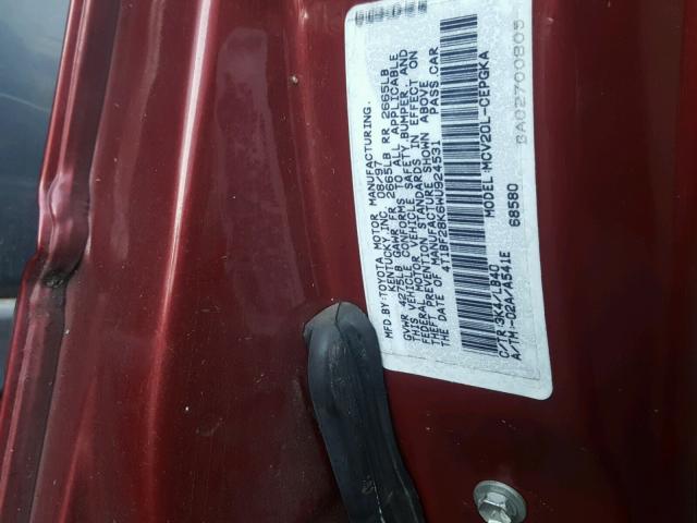 4T1BF28K6WU924531 - 1998 TOYOTA CAMRY CE RED photo 10