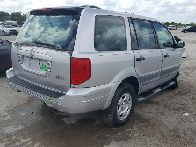 2HKYF18154H614863 - 2004 HONDA PILOT LX SILVER photo 4