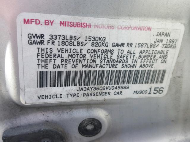 JA3AY36C6VU045989 - 1997 MITSUBISHI MIRAGE LS SILVER photo 10