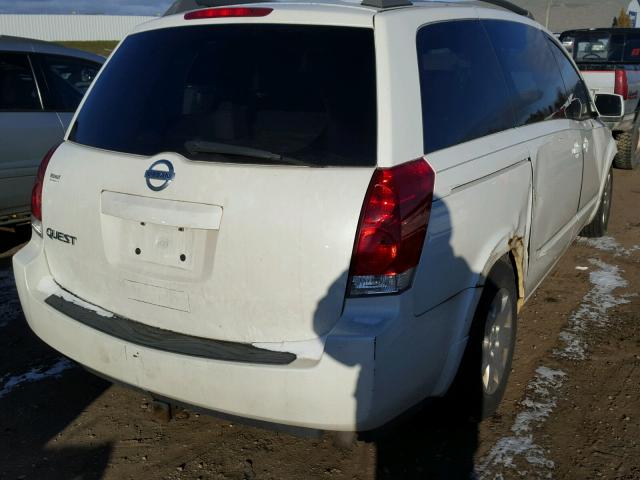 5N1BV28U25N118733 - 2005 NISSAN QUEST S WHITE photo 4