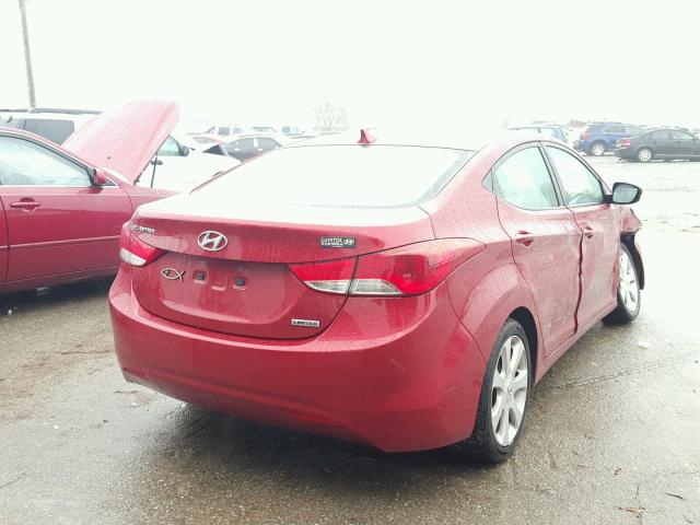 KMHDH4AE4CU470083 - 2012 HYUNDAI ELANTRA GL RED photo 4