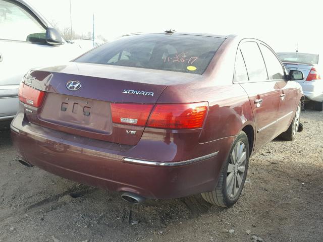 5NPEU46F79H477957 - 2009 HYUNDAI SONATA SE MAROON photo 4