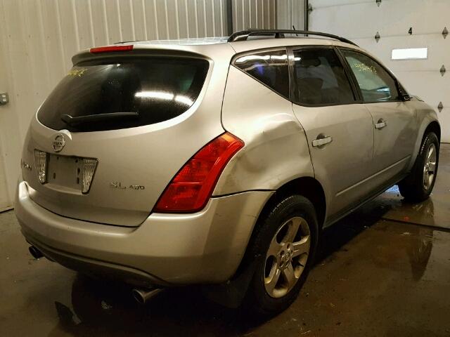 JN8AZ08W43W227670 - 2003 NISSAN MURANO SL SILVER photo 4