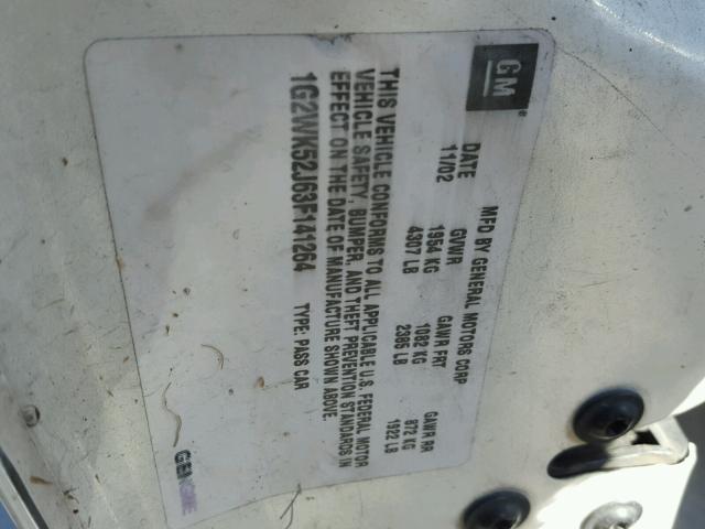 1G2WK52J63F141264 - 2003 PONTIAC GRAND PRIX თეთრი ფოტო 10