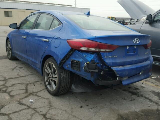 KMHD84LF1HU291898 - 2017 HYUNDAI ELANTRA SE BLUE photo 3