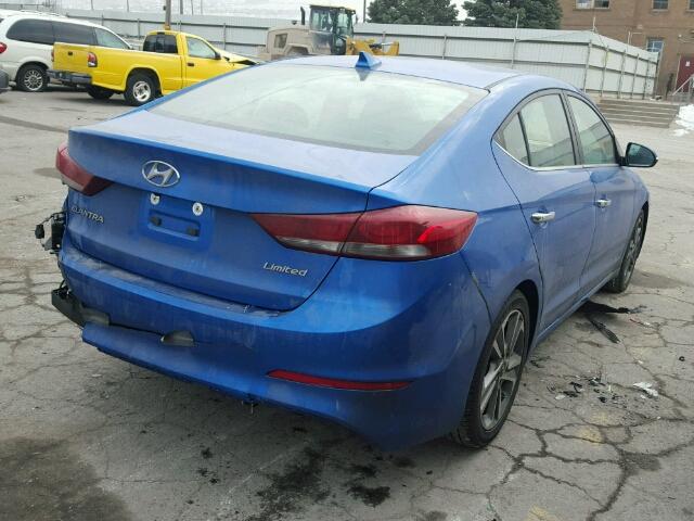 KMHD84LF1HU291898 - 2017 HYUNDAI ELANTRA SE BLUE photo 4