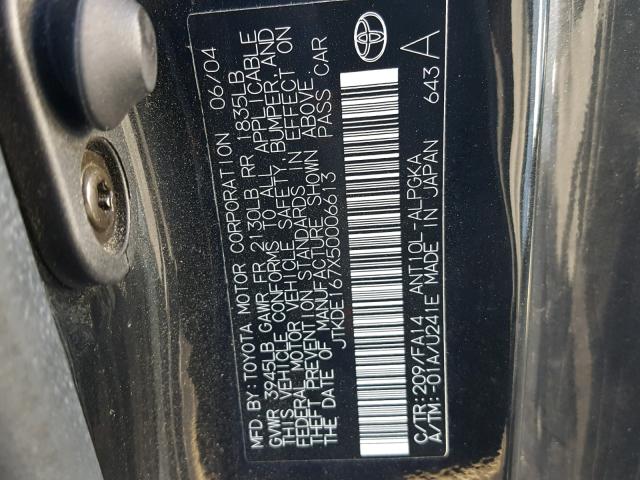 JTKDE167X50006613 - 2005 TOYOTA SCION TC 黑色 照片 10