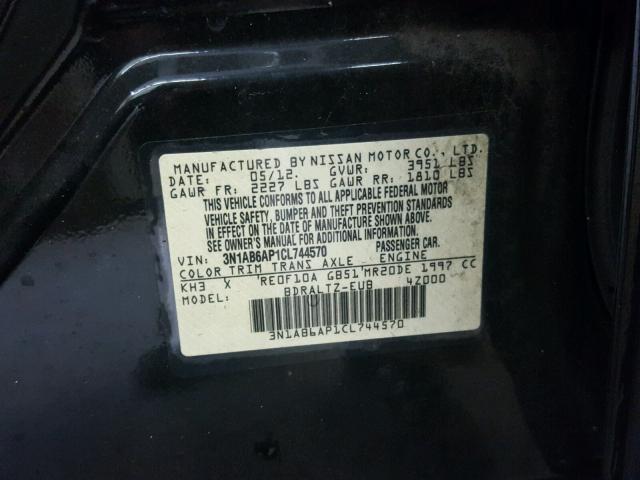 3N1AB6AP1CL744570 - 2012 NISSAN SENTRA 2.0 BLACK photo 10