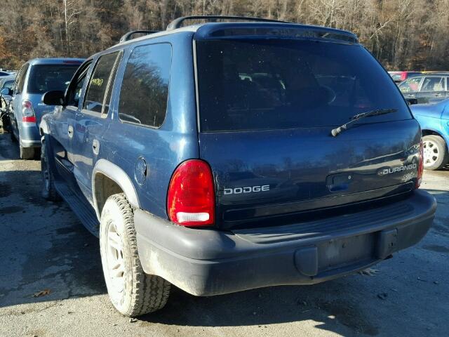 1D4HS38N53F596421 - 2003 DODGE DURANGO SP BLUE photo 3