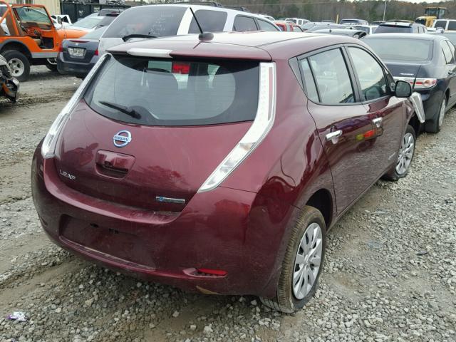 1N4AZ0CP5GC305561 - 2016 NISSAN LEAF S MAROON photo 4