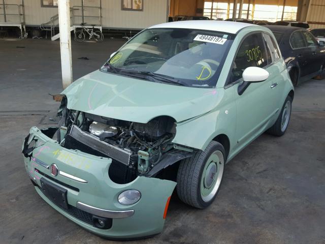 3C3CFFCR9ET298345 - 2014 FIAT 500 LOUNGE GREEN photo 2