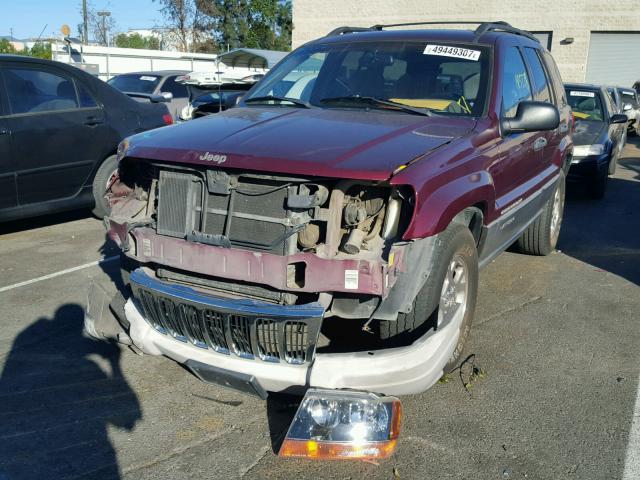 1J4GX48N51C569146 - 2001 JEEP GRAND CHER MAROON photo 2