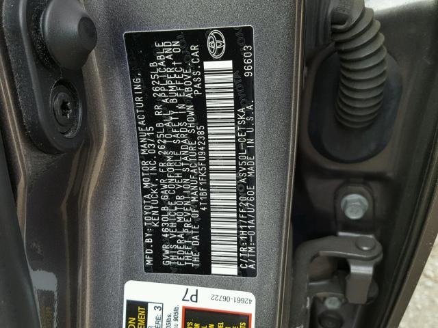 4T1BF1FK5FU942385 - 2015 TOYOTA CAMRY LE GRAY photo 10