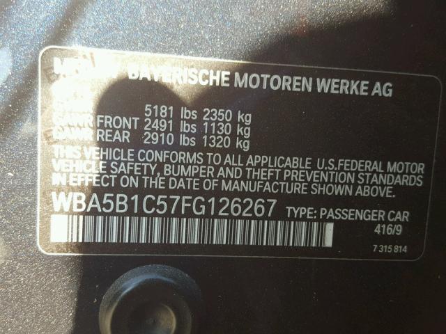 WBA5B1C57FG126267 - 2015 BMW 535 I BLACK photo 10