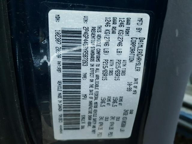 2P4GP44G8YR587263 - 2000 PLYMOUTH GRAND VOYA BLUE photo 10