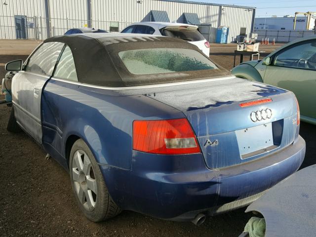 WAUAT48H03K016668 - 2003 AUDI A4 3.0 CAB BLUE photo 3