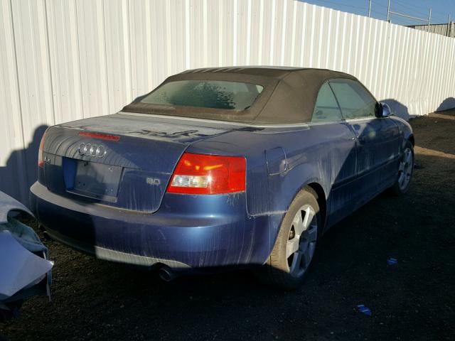 WAUAT48H03K016668 - 2003 AUDI A4 3.0 CAB BLUE photo 4