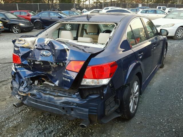 4S3BMDL68B2245897 - 2011 SUBARU LEGACY 3.6 BLUE photo 4