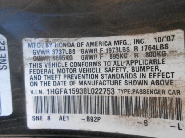 1HGFA15938L022753 - 2008 HONDA CIVIC EXL 黑色 照片 10