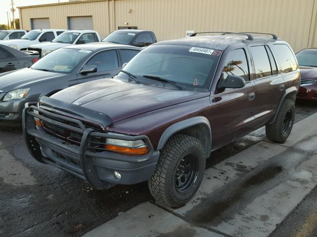 1D4HR38N43F620848 - 2003 DODGE DURANGO SP MAROON photo 2