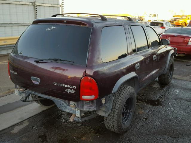 1D4HR38N43F620848 - 2003 DODGE DURANGO SP MAROON photo 4