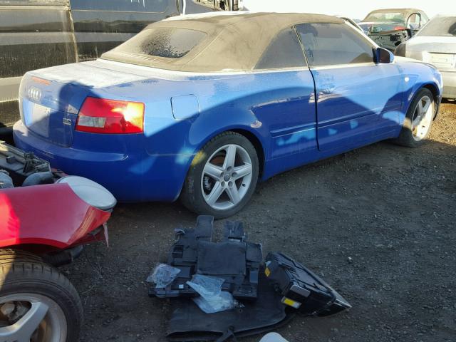 WAUDT48H74K017993 - 2004 AUDI A4 QUATTRO BLUE photo 4