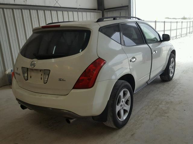 JN8AZ08T24W223608 - 2004 NISSAN MURANO SL WHITE photo 4