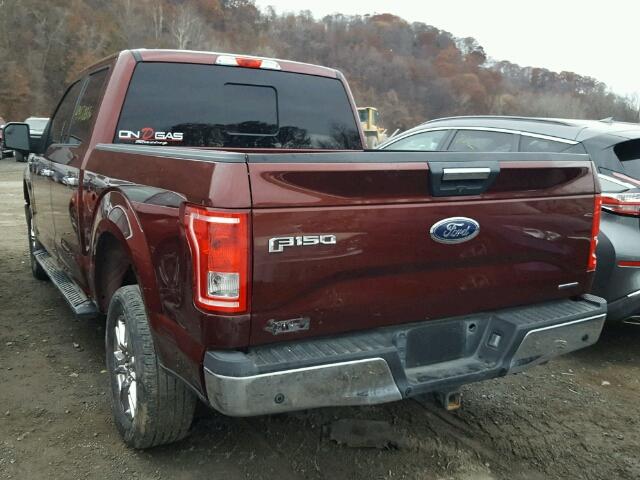 1FTEW1CF9FKD65820 - 2015 FORD F150 SUPER BURGUNDY photo 3