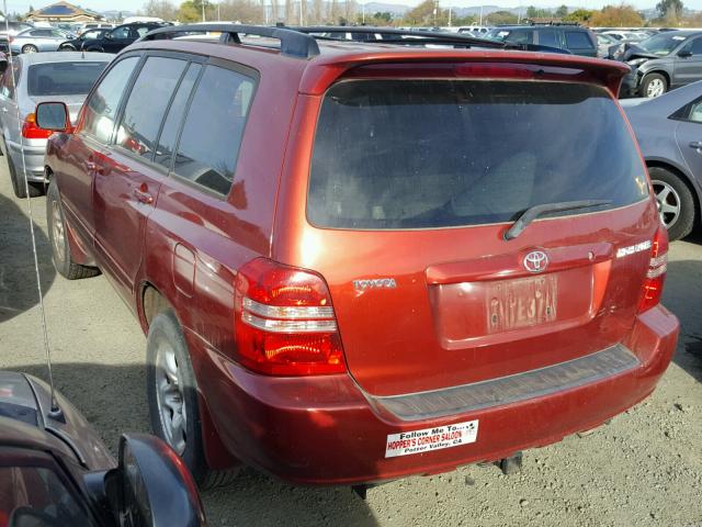 JTEGD21A330054530 - 2003 TOYOTA HIGHLANDER RED photo 3