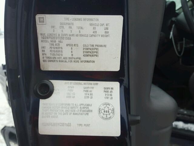 1G2NF52E3YC551533 - 2000 PONTIAC GRAND AM S 蓝色 照片 10